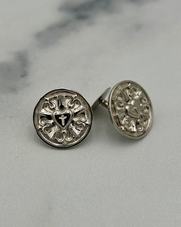 St Thomas Sterling Silver Luther Rose Cufflinks
