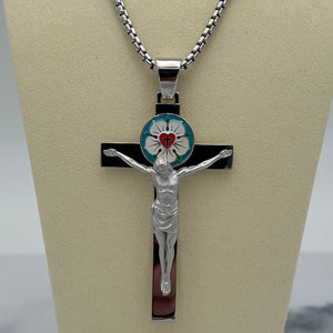 Ad Crucem Sterling Silver Luther Rose Crucifix
