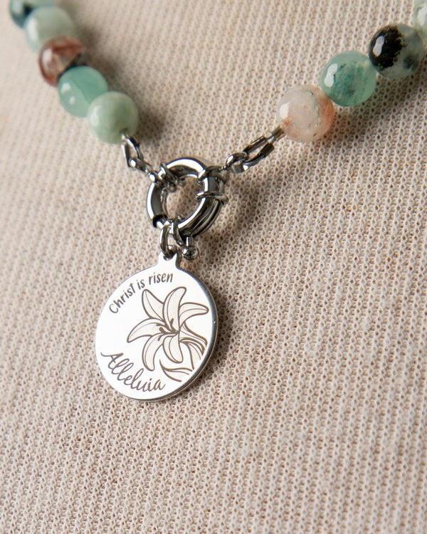 Jennifer's Aquamarine and Agate Alleluia Lily Necklace