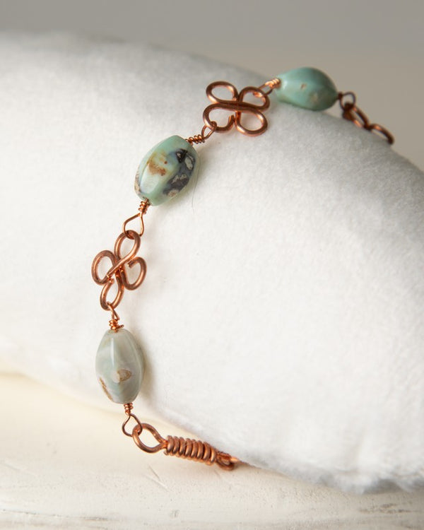 Jennifer's Copper Quatrefoil Agate Bracelet