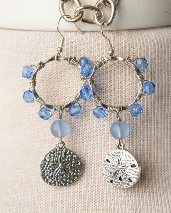 Jennifer’s Blue Silver Sand Dollar Earrings