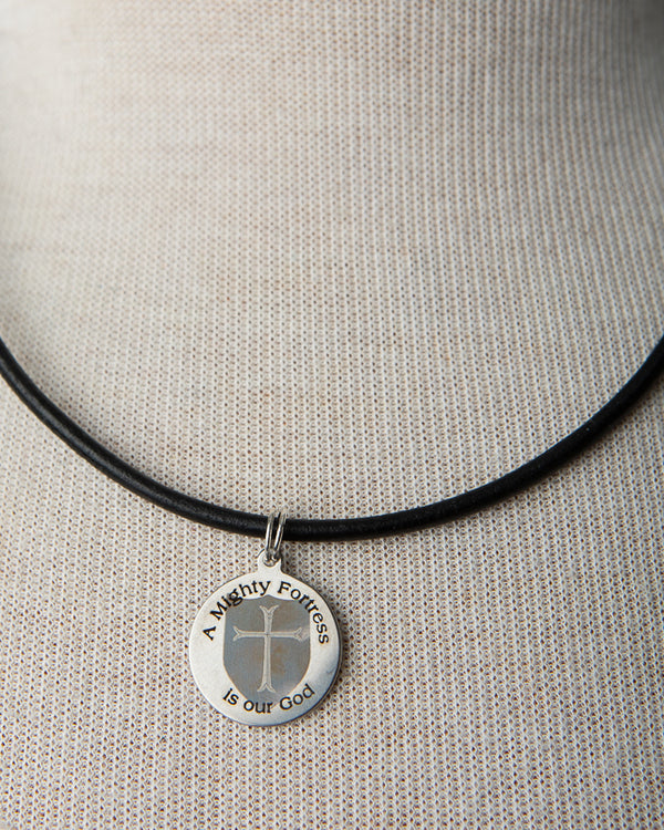 Jennifer’s Unisex Leather Mighty Fortress Necklace