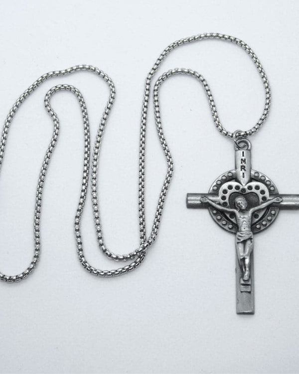 Kelly's Dimpled Heart Crucifix Necklace