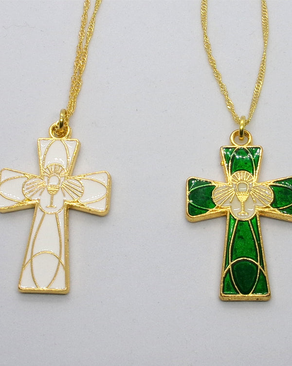 Kelly's Enameled Communion Cross Necklace