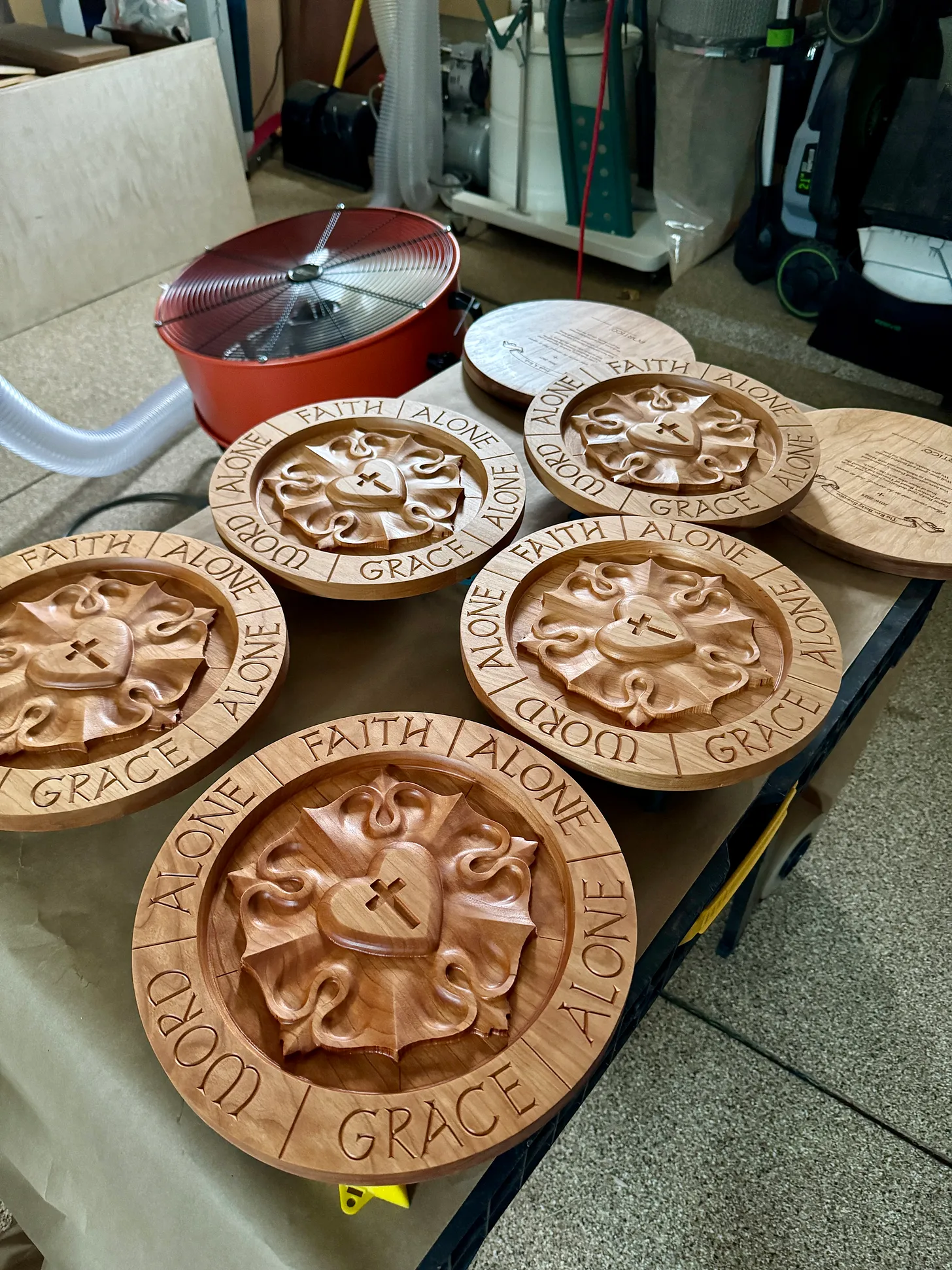 Ad Crucem Round 3D Luther Rose and Solas Plaque