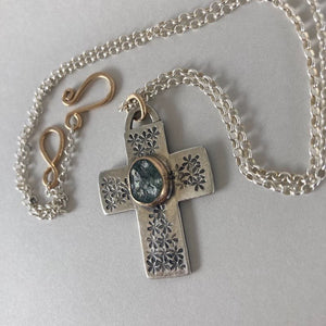 Kathy's Handcrafted Mixed Metal Cross with Roman Glass
