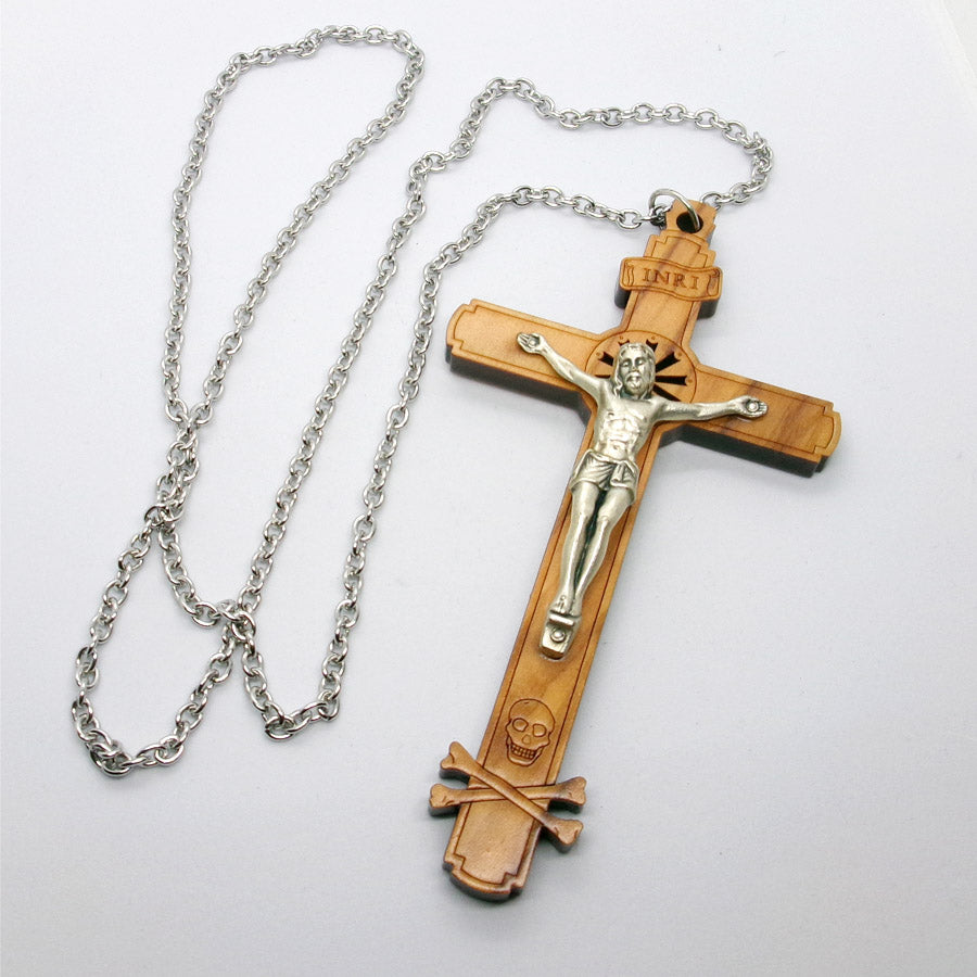 Kelly's Olive Wood Pectoral Crucifix Necklace
