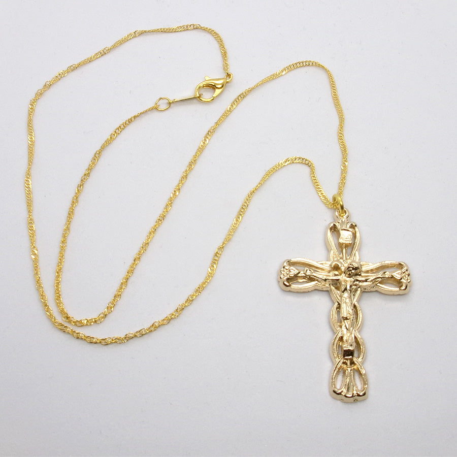 Kelly's Rounded Ornate Crucifix Necklace