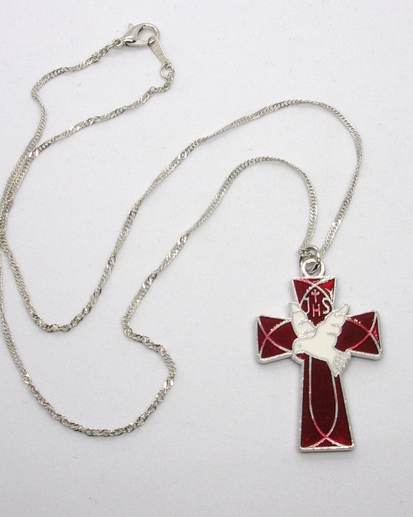 Kelly's Small Enameled Holy Spirit Cross Necklace