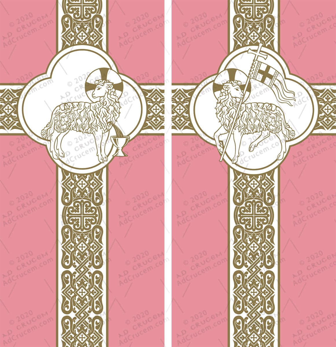 Ad Crucem Gaudete & Laetare Banners Set of Two  - Agnus Dei Slain and Victorious