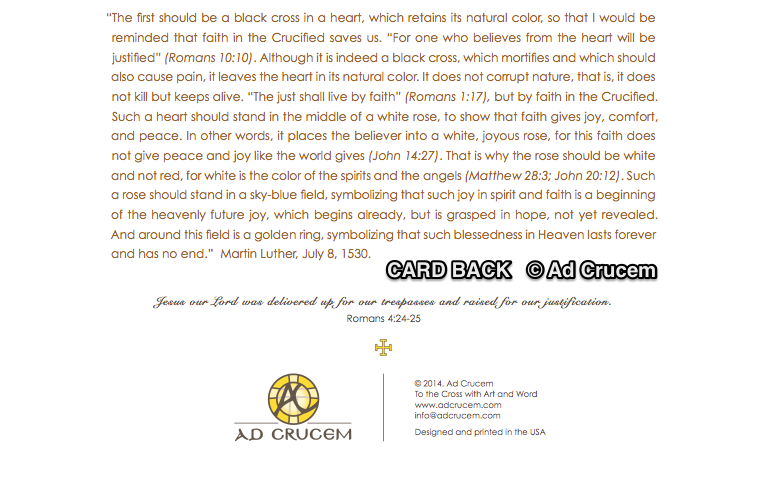 Ad Crucem Blank Luther Rose Card
