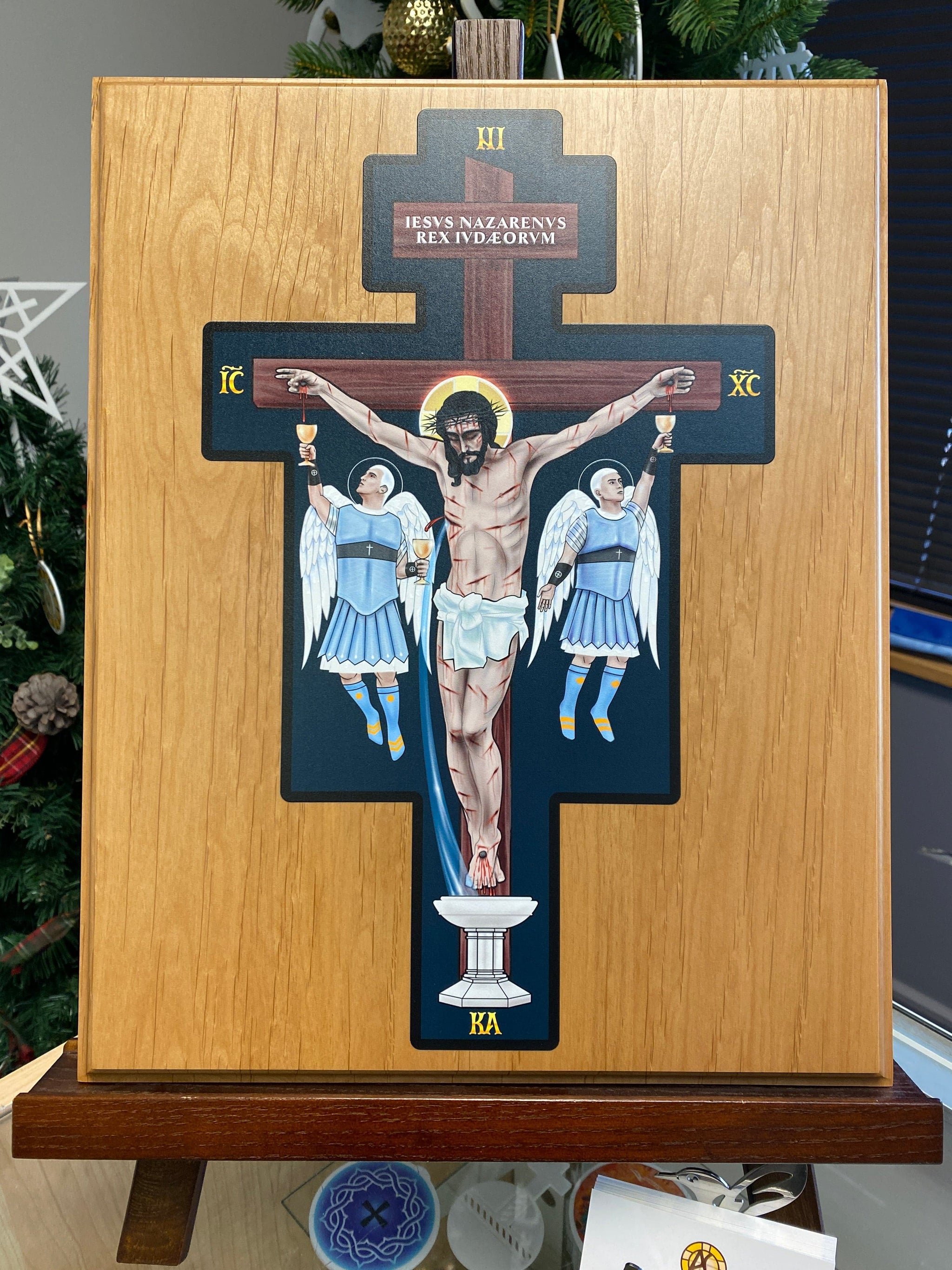 Ad Crucem Crucifix Icon - Printed on Solid Wood