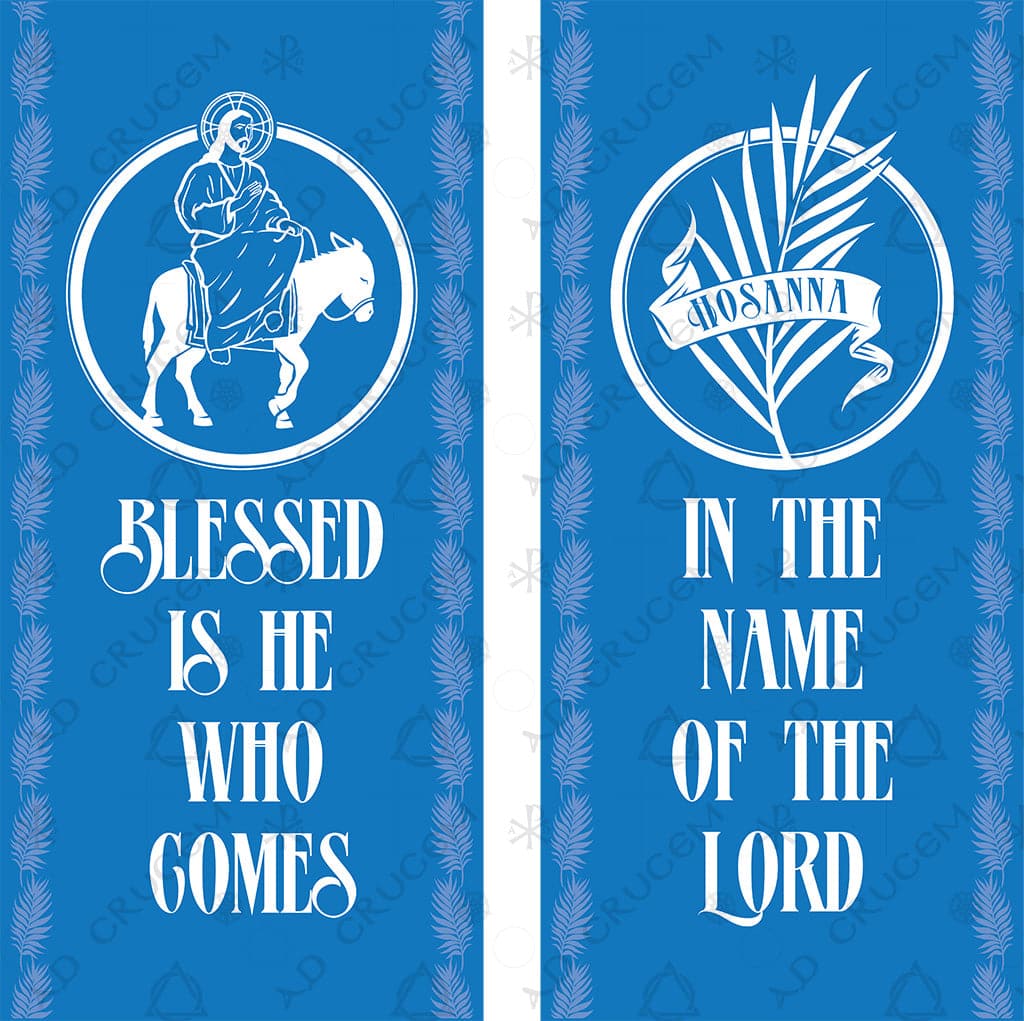 Ad Crucem Advent Blessed is He Banners in Blue - Set of Two