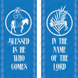 Ad Crucem Advent Blessed is He Banners in Blue - Set of Two