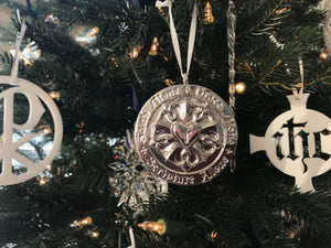 Ad Crucem Luther Rose Christmas Pewter Ornament English and Latin Solas