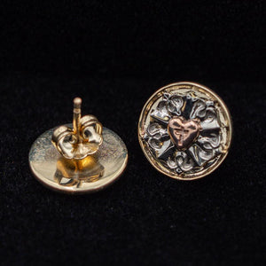 St Thomas Tri-Color Gold Luther Rose Earrings