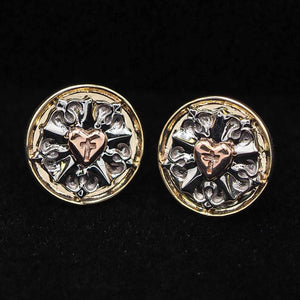 St Thomas Tri-Color Gold Luther Rose Earrings