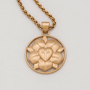 St Thomas Large Gold Luther Rose Pendant