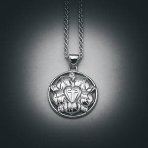 St Thomas Large Sterling Silver Luther Rose Pendant