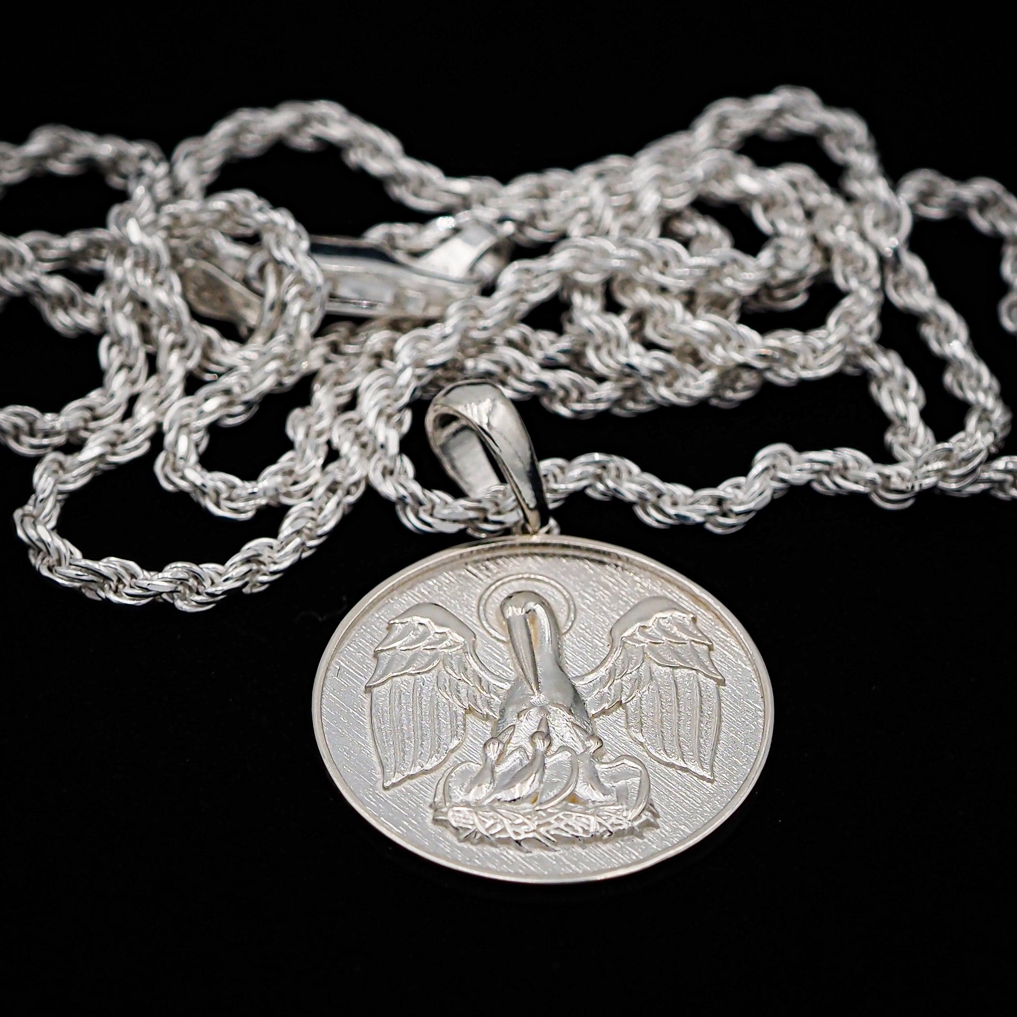 St. Thomas Sterling Silver Pelican in Her Piety Pendant