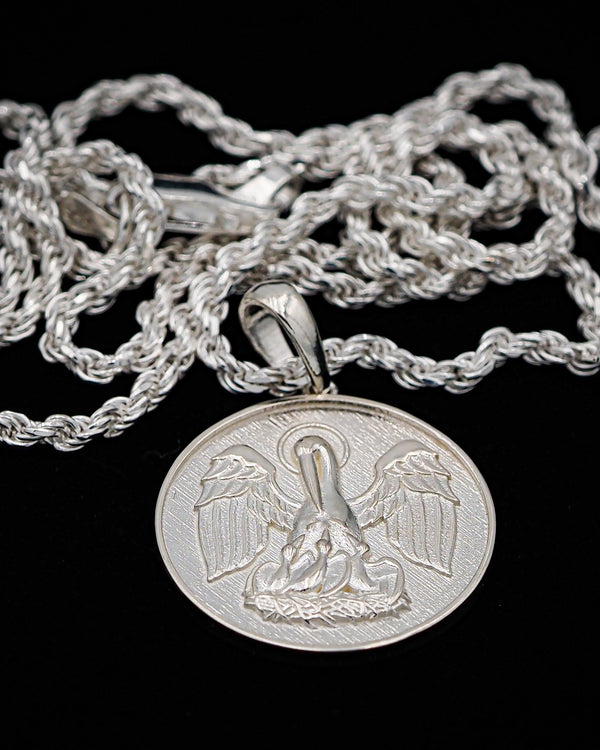 St. Thomas Sterling Silver Pelican in Her Piety Pendant
