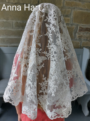 Anna's Light Ivory Lace Chapel Veil