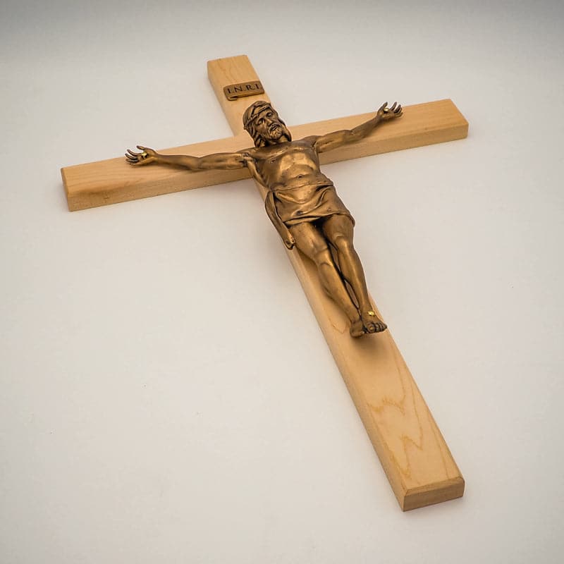 Handwerks 22" and 16" Wood Crucifix with Resin Corpus - Wall Mounted