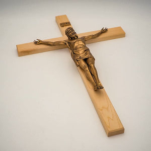 Handwerks 22" Wood Crucifix with Resin Corpus - Wall Mounted