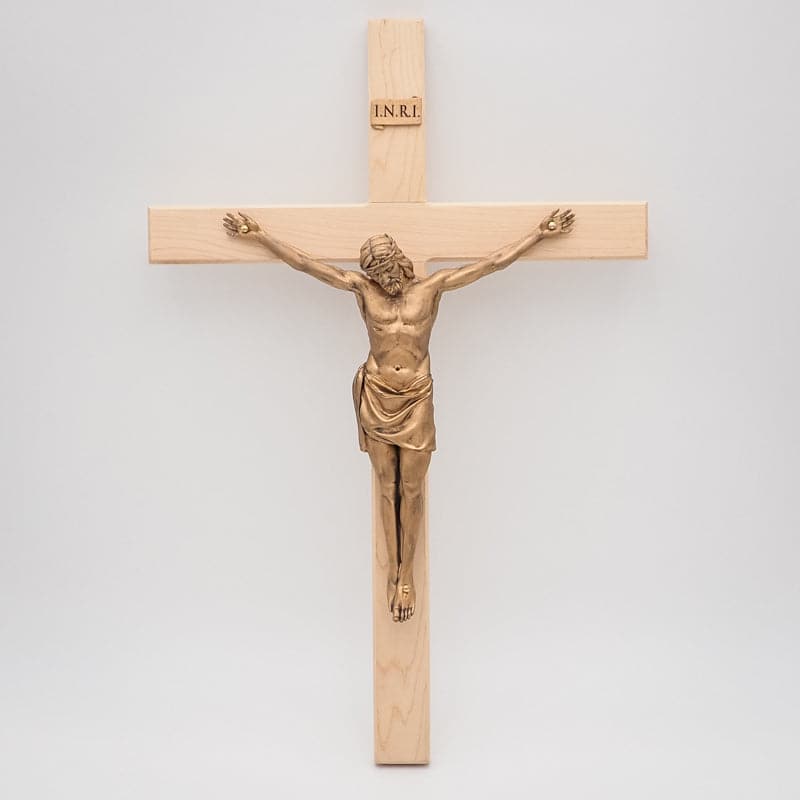 Handwerks 16" Wood Crucifix with Resin Corpus - Wall Mounted