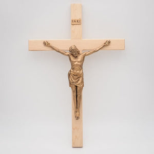 Handwerks 16" Wood Crucifix with Resin Corpus - Wall Mounted