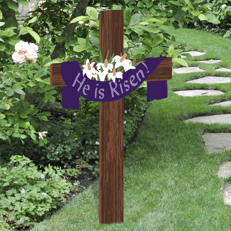 Outdoor Display - He is Risen Easter Cross