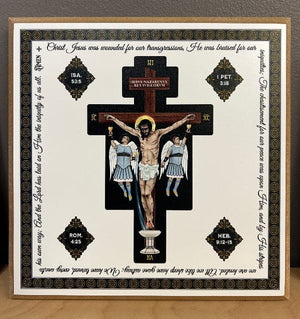 Ad Crucem Crucifix Icon on Wood