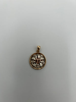 St Thomas Tri-Color 10k Gold Luther Rose Pendant