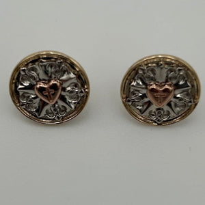 St Thomas Tri-Color Gold Luther Rose Earrings