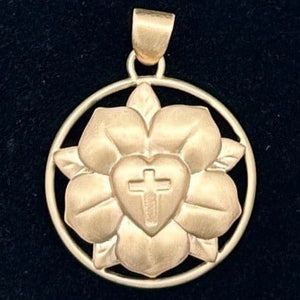 St Thomas Large Gold Luther Rose Pendant