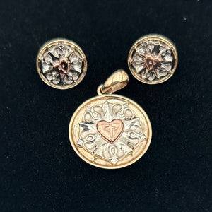 St Thomas Tri-Color Gold Luther Rose Earrings