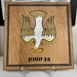 Ad Crucem Holy Spirit Dove Baptismal Plaque