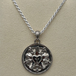 St Thomas 3D Sterling Silver Luther Rose Pendant