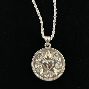 St Thomas 3D Sterling Silver Luther Rose Pendant