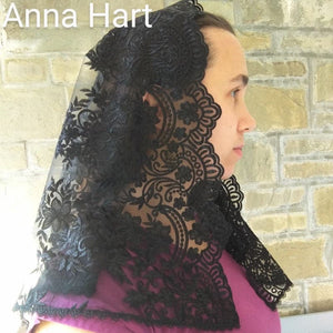 Anna's Black Ivory Lace Chapel Veil