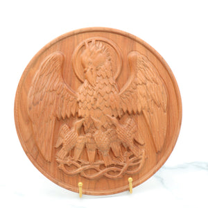 Ad Crucem 3D Pelican in Her Piety Carved Plaque