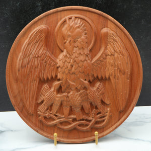 Ad Crucem 3D Pelican in Her Piety Carved Plaque