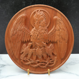Ad Crucem 3D Pelican in Her Piety Carved Plaque