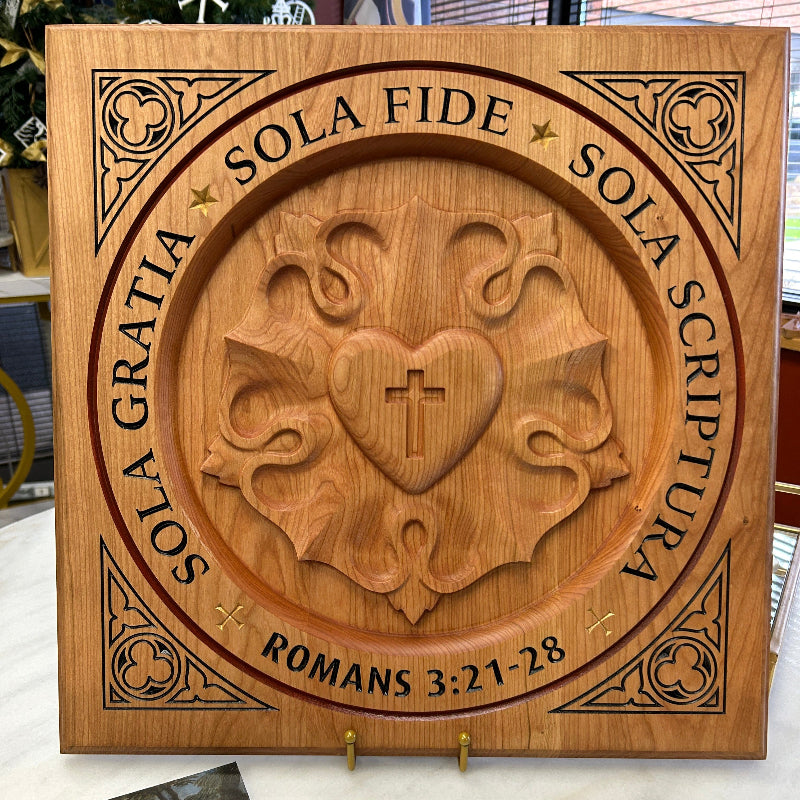 Ad Crucem 3D Luther Rose and Solas Plaque