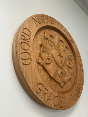 Ad Crucem Round 3D Luther Rose and Solas Plaque