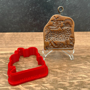 Small Paschal Lamb Springerle Cookie Mold and Red Cutter