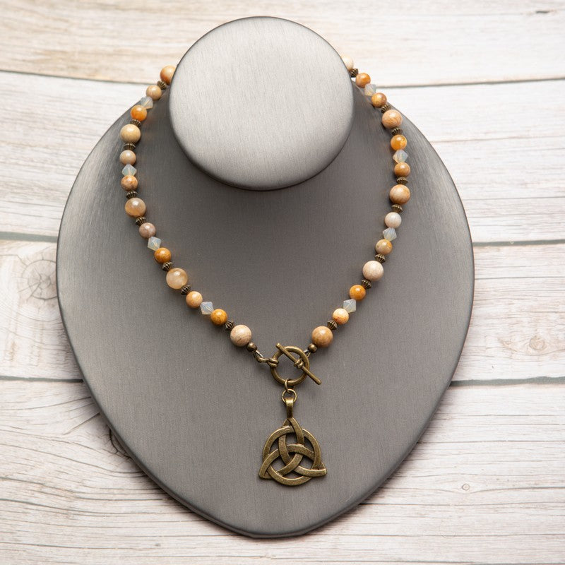 Jennifer's Fossil Coral Trinity Knot Necklace