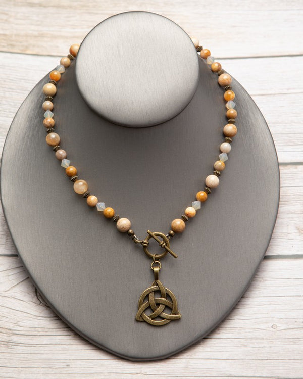 Jennifer's Fossil Coral Trinity Knot Necklace