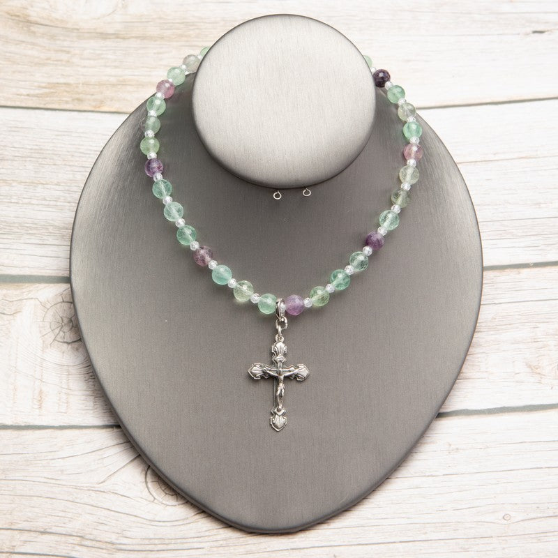 Jennifer’s Adjustable Fluorite Crucifix Necklace