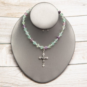 Jennifer’s Adjustable Fluorite Crucifix Necklace
